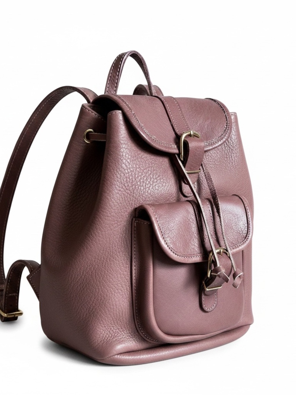 Vintage Brown Leather Mini Backpack Purse Bag